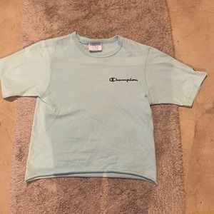 champion teal cropped shirt